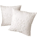 HUAGUOGUO 18 x 18 Inch 2PCs Embroideried Pillowcase，Christmas Holiday Falling Snowflake Cotton Linen Throw Pillow Cover Cushion Home Sofa Bed Car Decorative (White)