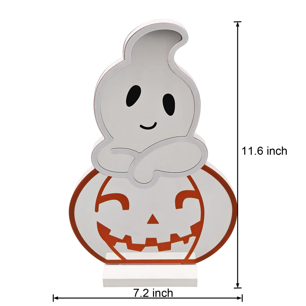 DUOMY DÉCOR LED Halloween Pumpkin Light, Cute Neon Pumpkin and Ghost Sign Decor,11.57 Inch Halloween 3D Infinity Lights with USB Powered for Table, Room, Party Decoration