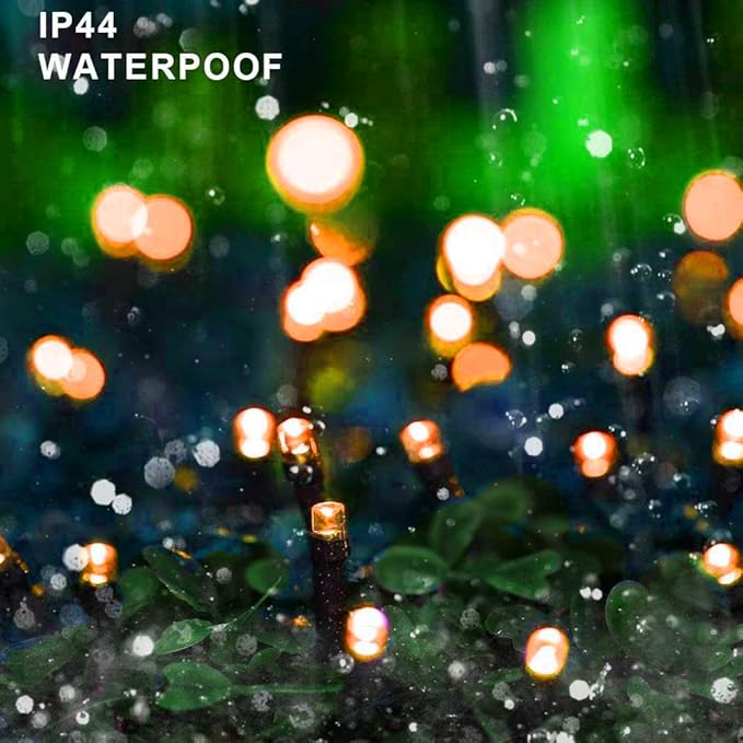 HOME LIGHTING 66FT 200 LED Halloween String Lights, Plug in Green Wire String Light, 8 Lighting Modes Waterproof Fairy Mini Lights for Indoor Outdoor Christmas Wedding Party Decorations (Orange)