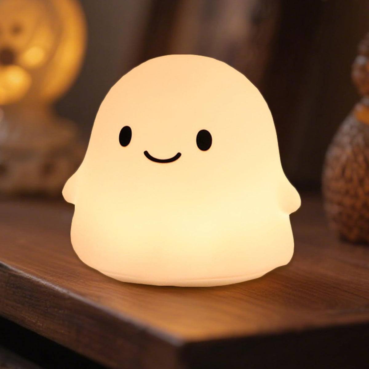 Rytinazzz Halloween Ghost Night Light, 50-Hour Battery & Pat Control, Cute Squishy Lamp for Kids Room Decor, USB Rechargeable with Timer, Cute Home Decor