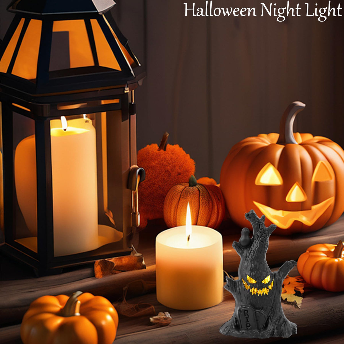 Halloween Tree, Scary Halloween Decorations Night Light, Fall Tiered Tray Decor Tree Lights Indoor, Lightweight Tabletop Decor, Village Statue Haunted House