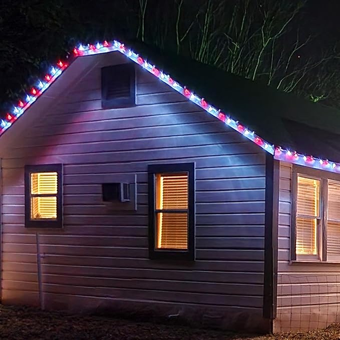 Dazzle Bright C9 Christmas String Lights, 100 LED 66 FT Waterproof Connectable Green Wire Fairy Lights, Christmas Lights for Indoor Outdoor Home Garden Yard Xmas Tree House Decorations (Red and White)