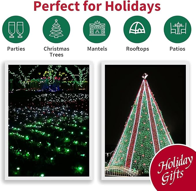 LAMPHOME 33ft Christmas Decorative St. Patrick's Day Mini String Lights, 100 LED Transparent Wire Fairy Starry String Lights Plug in, 11 Lighting Modes for Indoor Outdoor Xmas Tree (Green)