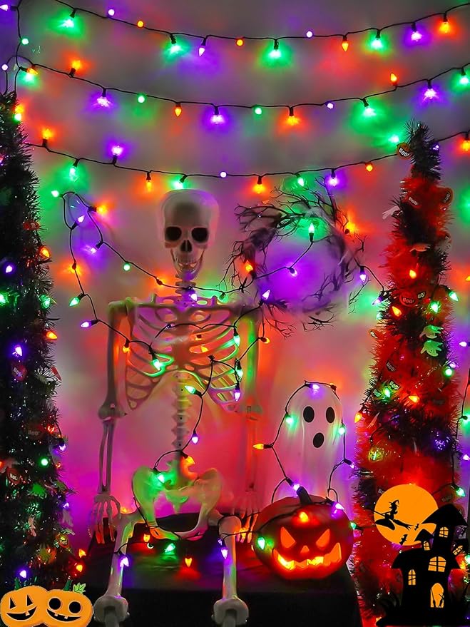 240 LED 78FT C6 Halloween String Lights, Super Long Halloween Lights Outdoor Indoor with 13 Modes & Timer, Waterproof Fairy Twinkle Light Plug in for Tree Horror Party Decor (Orange Purple and Green)