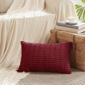 Fancy Homi Wine Red Christmas Lumbar Decorative Throw Pillow Covers 12x24 Inch for Living Room Couch Bedroom, Farmhouse Boho Home Decor, Soft Corduroy Burgundy Rectangle Cushion Case 30x60 cm