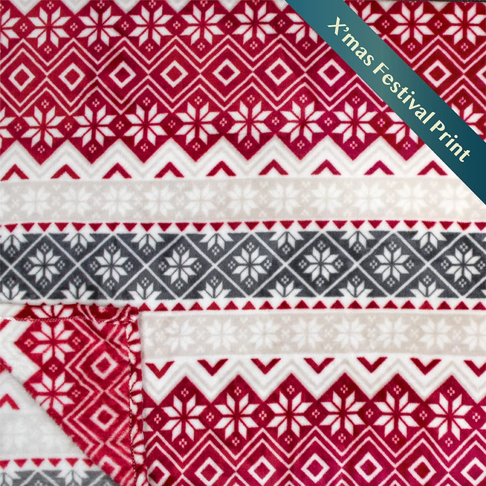 PAVILIA Christmas Throw Blanket | Holiday Christmas Red Fleece Blanket | Soft, Plush, Warm Winter Cabin Throw, 50x60 (Red Snowflakes)
