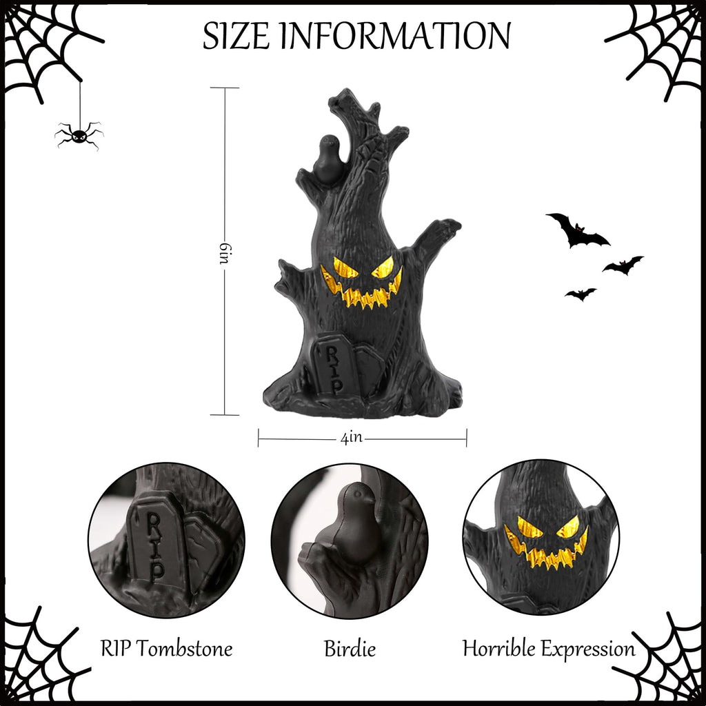 Halloween Tree, Scary Halloween Decorations Night Light, Fall Tiered Tray Decor Tree Lights Indoor, Lightweight Tabletop Decor, Village Statue Haunted House