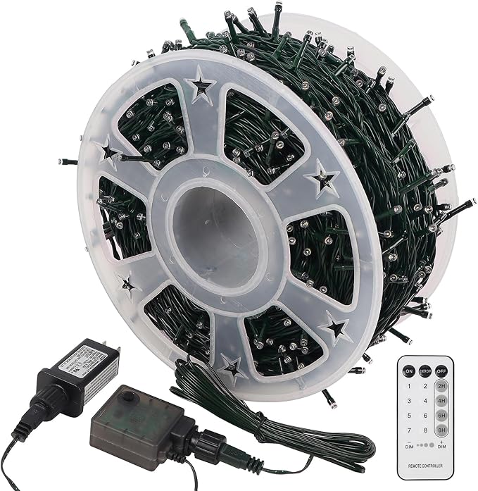 WATERGLIDE 1000 LED Christmas String Lights, 328 FT Green Wire LED Decorative Fairy Lights with Remote & 8 Modes, Waterproof for Outdoor Xmas Holiday Party Garden Wedding Home Decor, Red & Green