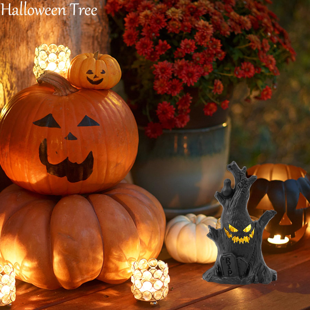 Halloween Tree, Scary Halloween Decorations Night Light, Fall Tiered Tray Decor Tree Lights Indoor, Lightweight Tabletop Decor, Village Statue Haunted House