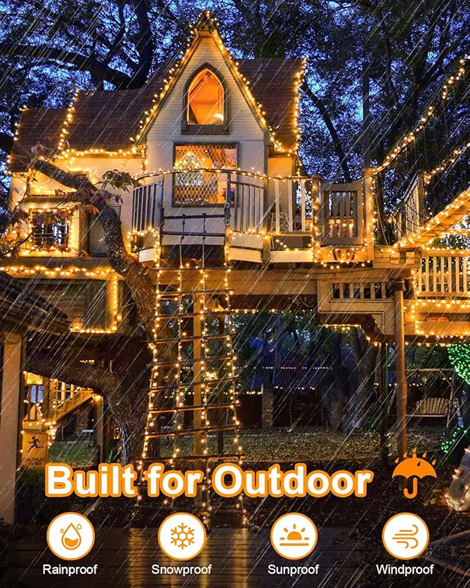 Total 710FT 1800 LED Christmas Lights, 2 Packs 900 LED Outdoor String Waterproof, Timer & Memory, 8 Modes Dimmable Plug in Fairy for Outside Tree Holiday Party Wedding Decor, Warm White