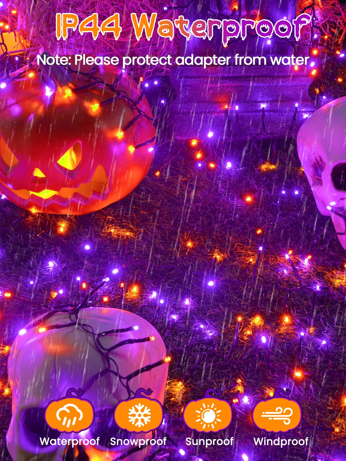 500 LED Orange and Purple Halloween Lights Plug in, Dimmable Twinkle Lights with Remote 8 Modes and Timer, 25FT Waterproof Fairy String Light for Indoor Outdoor Horror Party Tree Decorations