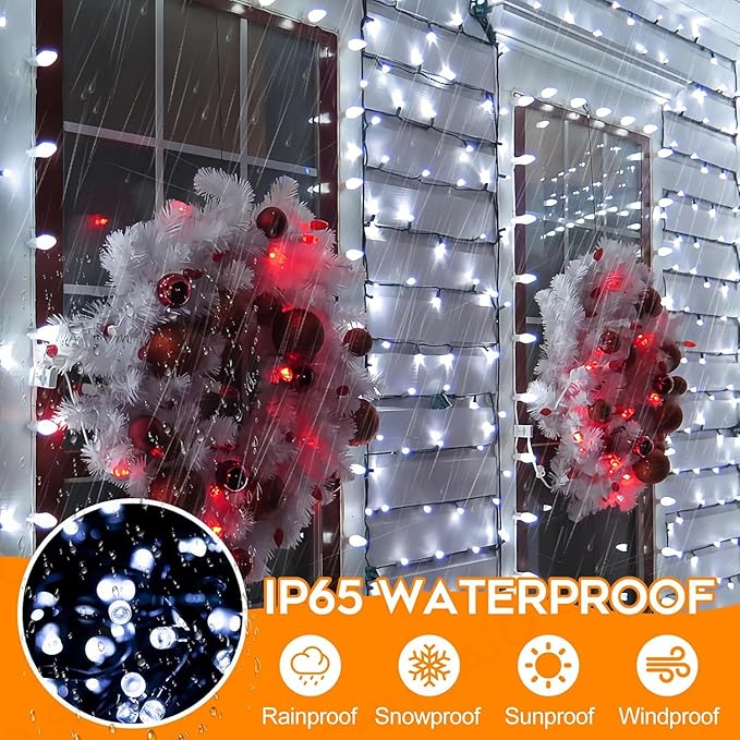 264FT 800 LED Christmas Lights with Timer, Twinkle Fairy Lights String with 8 Flashing Modes String Lights for Indoor Bedroom Outdoor Christmas Trees Garland Wreath Holiday Decorations, Cool White