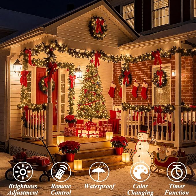 LitHome 164Ft 500 LED Color Changing Christmas String Lights, 35 Colors 9 Modes RGB Christmas Lights with Remote Timer, Dimmable Led String Light Outdoor Plug in, Xmas Tree Light Indoor Party Decor