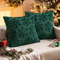 MIULEE Christmas Snowflake Decorative Throw Pillow Covers Set of 2,Soft Fluffy Faux Wool Winter Holiday Couch Pillows for Farmhouse Boho Home Decor Sofa Bed Porch Living Room 20x20 Inch Green