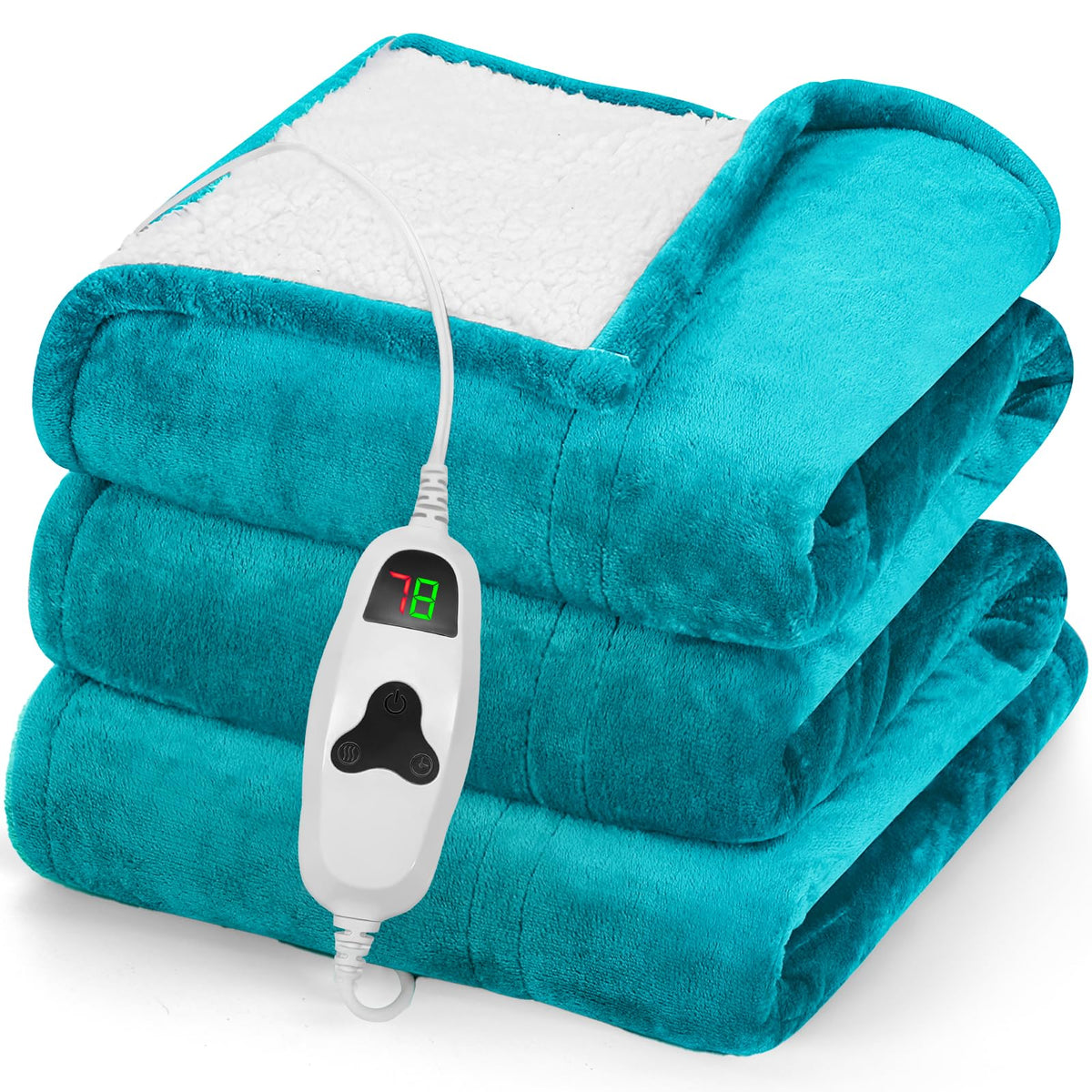 greenoak Heated Blanket Electric Throw 50"X60", Heating Blanket with 10 Heat Levels 8 Hours Auto-Off,Fleece Soft Christmas Blanket, Gifts for Grandma Seniors Mom, Lake Blue