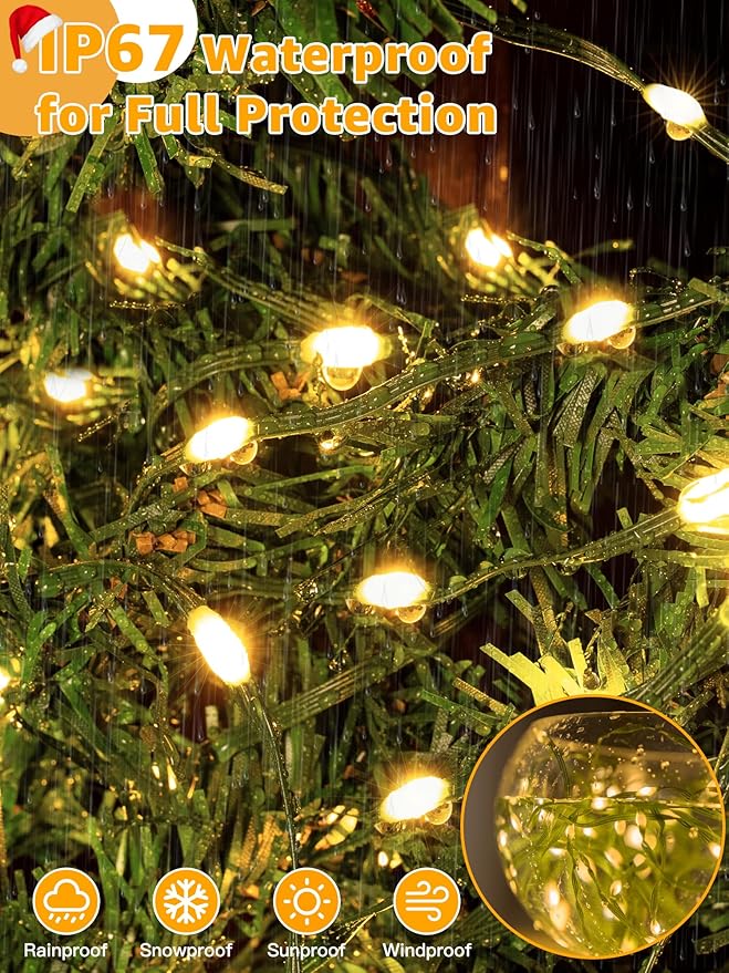 Christmas Lights 1200 LED 394 FT, Waterproof Outdoor String Lights with Remote and Timer, Christmas Tree Lights with 8 Modes Dimmable, Fairy Lights for Holiday Decor (Warm White)