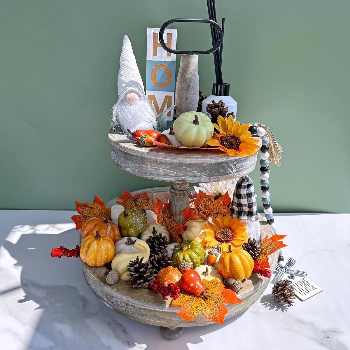 Winlyn 60 Pcs Assorted Small Artificial Pumpkins and Gourds with Acorns Pinecones Maple Leaves Sunflowers Fall Harvest Decoration Set for Thanksgiving Halloween Bowl Filler Table Centerpiece Wreaths