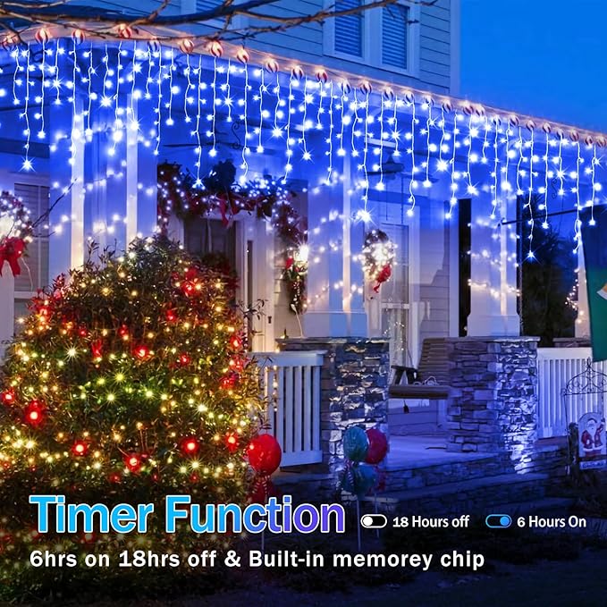 164FT Christmas Lights Outdoor Decorations 1512LED Fairy String Light 12 Lighting Modes with Timer Memory Waterproof Christmas Light for Yard Roof Party Holiday Wedding Garden Decor