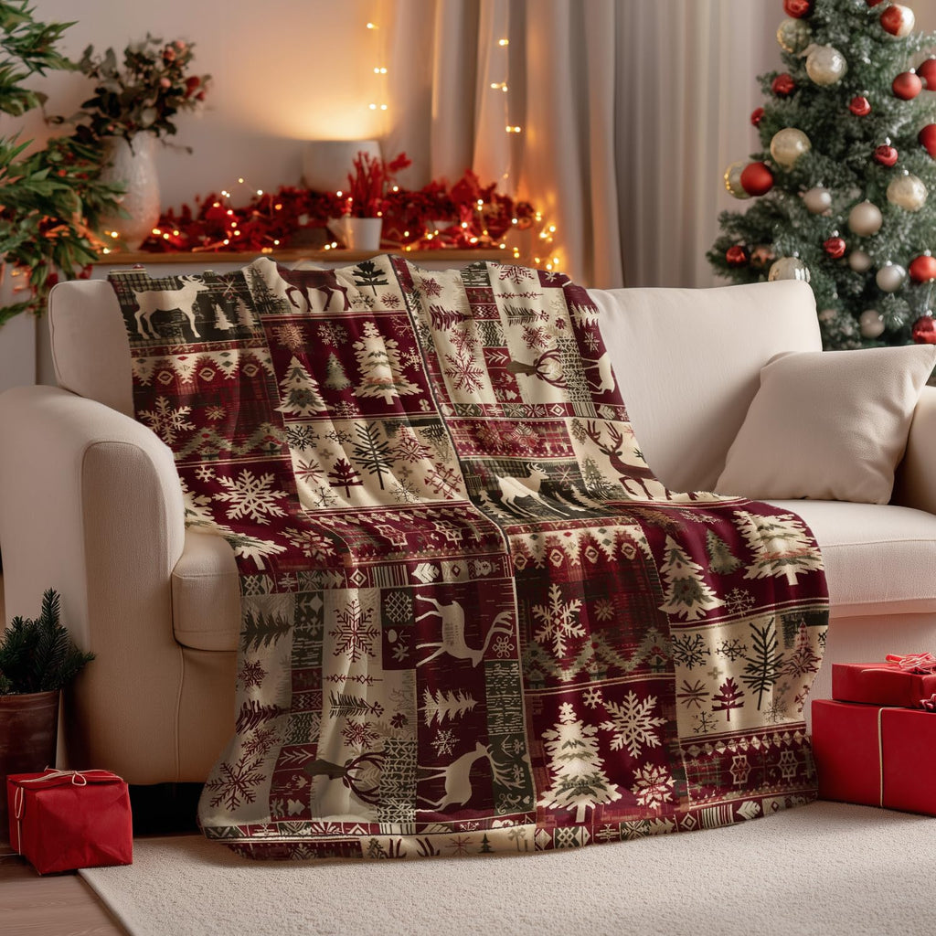 Horaldaily Christmas Flannel Blanket Throw, Christmas Red Reindeer Snow Soft Fuzzy Plush Cozy Fleece Blankets for Couch Sofa Bed Lounging, Ideal Gifts for Kids Adults Wife Self, 50x60