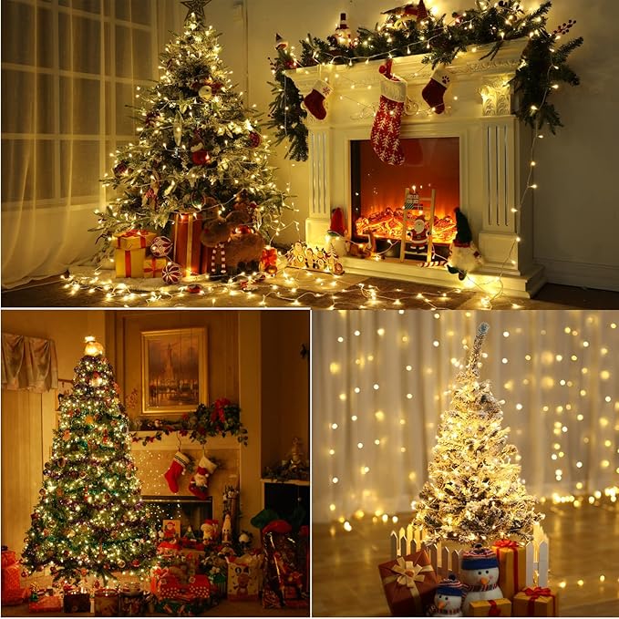 175Ft Christmas Lights Outdoor, 500 LED Christmas String Lights with 8 Modes, Timer, Waterproof Fairy Twinkle Light for Party, Garden, Patio Home Weddings Holiday Xmas Tree Decorations (Warm White)