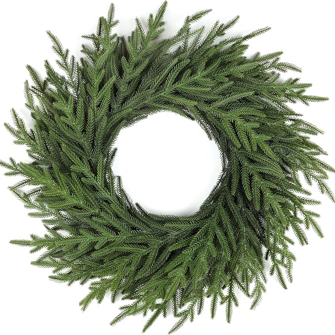Artgar 26 Inch Pine Wreath - Christmas Wreaths for Front Door - Real Touch Pine Wreath - Large Artificial Green Wreaths for Walls Windows Porches Farmhouse Indoor Outdoor Home Decor