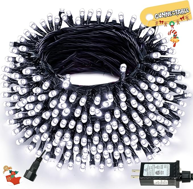 Connectable 240LED 88Ft 13Modes Christmas Lights Outdoor Indoor | Extendable Green Wire Christmas String Lights with Timer | Twinkle Fairy Light Plug in for Xmas Tree Garden Decor Party (Cool White)