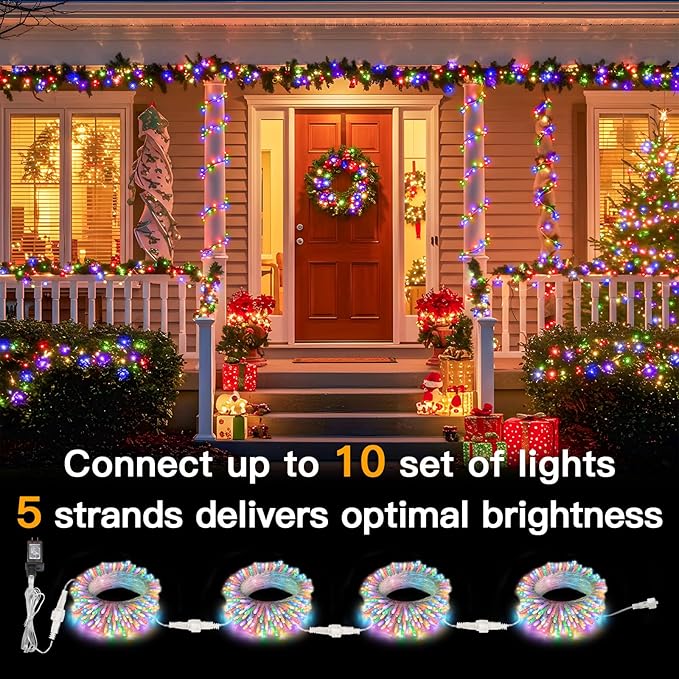 suddus Connectable Christmas Lights with Remote, Multicolor String Lights with Timer, 33ft 100 Led Fairy Lights Plug in for Xmas Tree, Bedroom, Yard, Garden, Party, Indoor, Outdoor Decorations