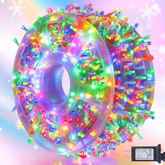 weillsnow 164 FT 500 LED Christmas Lights Outdoor, Waterproof Christmas Fairy Lights with Timer, Plug in Multicolor LED String Lights with 8 Modes for Bedroom Wedding Party Xmas Decoration