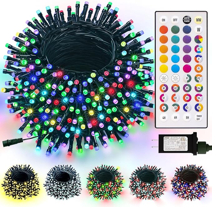 LitHome 66FT 200 LED Color Changing Christmas String Lights Outdoor, 35 Colors 9 Modes RGB Christmas Lights with Remote, Connectable Led String Light Plug in for Xmas Tree Indoor Holiday Party Decor