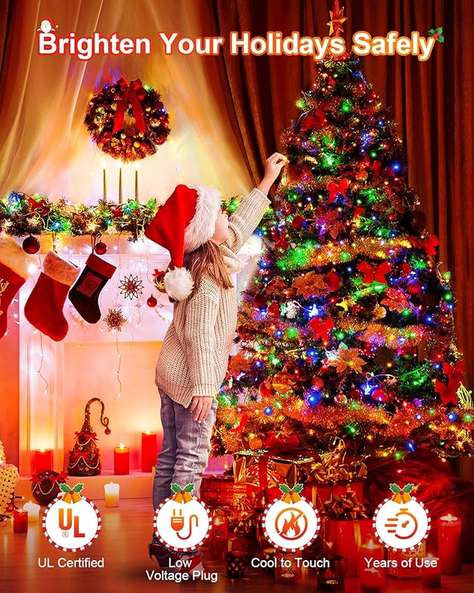 355FT 900 Christmas Lights, Extra Long Outdoor String Lights Waterproof, Timer & Memory, 8 Modes Dimmable Plug in Fairy Lights for Classroom Tree Patry Holiday Indoor Decorations, Multicolor