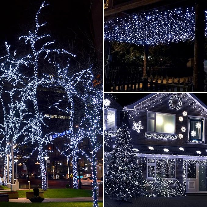 Christmas String Lights 66Feet 200 Led Twinkle Fairy Lights String with 8 Light Modes for Christmas Trees Garland Wreath Wedding Indoor Outdoor Holiday Decorations with White