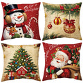 UPOFFICIS Christmas Pillow Covers 18x18 inch Set of 4, Christmas Decorations Cushion Covers, Xmas Pillow Covers, Pillowcases Throw Pillow Covers for Sofa Couch Home Decor