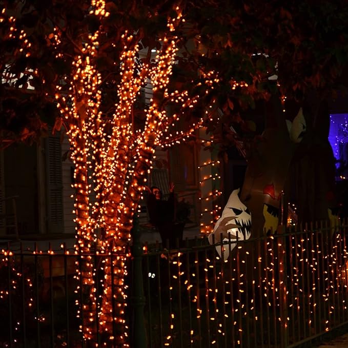 Dazzle Bright Halloween Fairy String Lights, 20 FT 60 LED Copper Wire Battery Operated Waterproof Lights, Halloween Decorations for Indoor Home Outdoor Garden Patio Yard Party Decor (Orange)