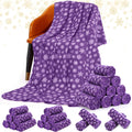 Moukeren 24 Pcs Christmas Snowflake Throw Blanket Bulk, 59 x 47 Inch Xmas Winter Throw Blanket Christmas Warm Soft Cozy Fleece for Home Bedding Couch Chair Gift (Purple)