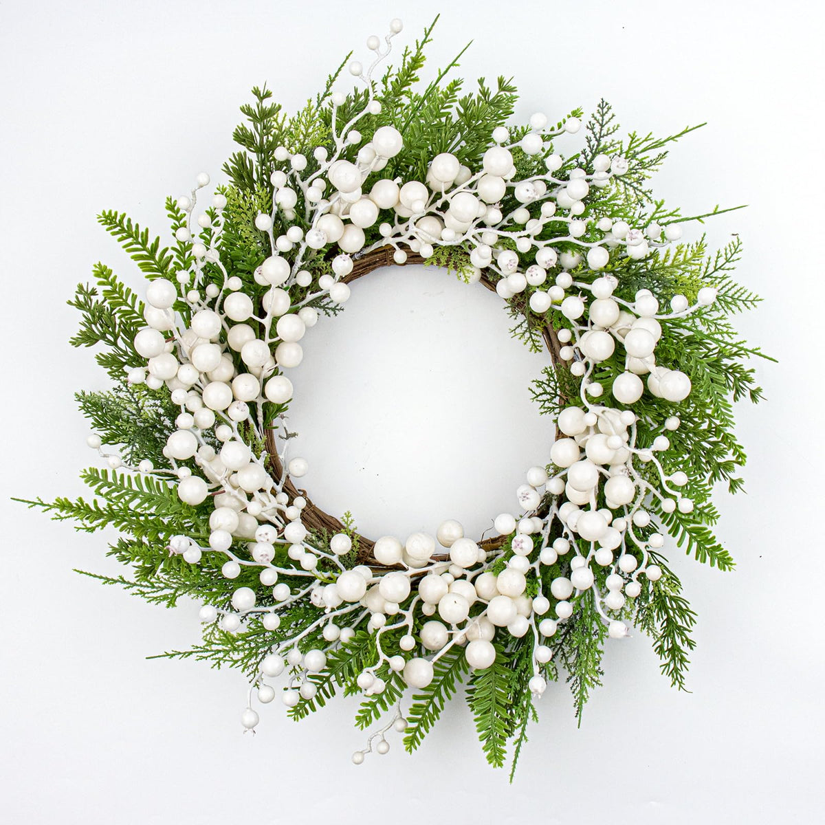 FloralElegance Artificial Winter Wreath 20 Inch White Berry Wreath Winter Wreaths for Front Door with Holly Berries for Xmas Winter Holidays