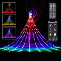 Outdoor Christmas Decorations, 16.4FT RGB Color Changing Christmas Hanging Waterfall String Lights with Star, APP Remote Control, DIY Multi-Color Lightshow, Music Sync, Xmas New Year Decor