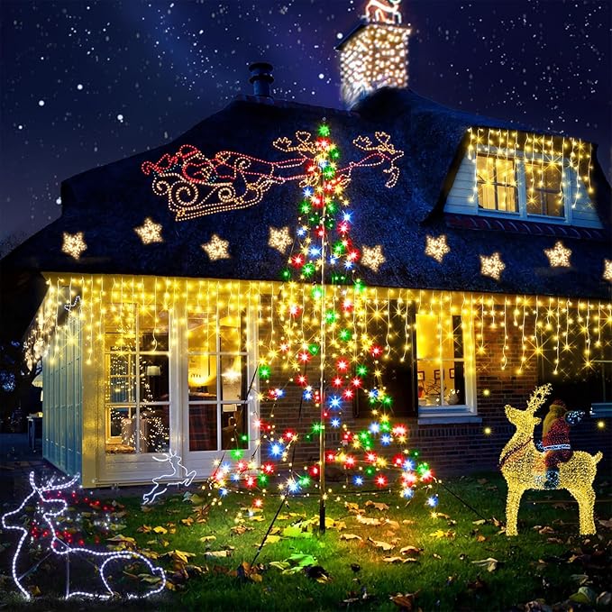 164FT Christmas Lights Outdoor Decorations 1512LED Fairy String Light 12 Lighting Modes with Timer Memory Waterproof Christmas Light for Yard Roof Party Holiday Wedding Garden Decor