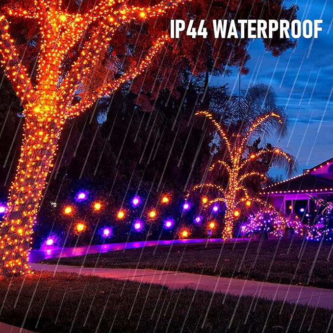 Dazzle Bright Halloween Lights, 100 LED 33 FT C6 String Lights with 8 Modes, Connectable Halloween Decorations for Indoor Outdoor for Tree Patio Party Decor (Purple & Orange)