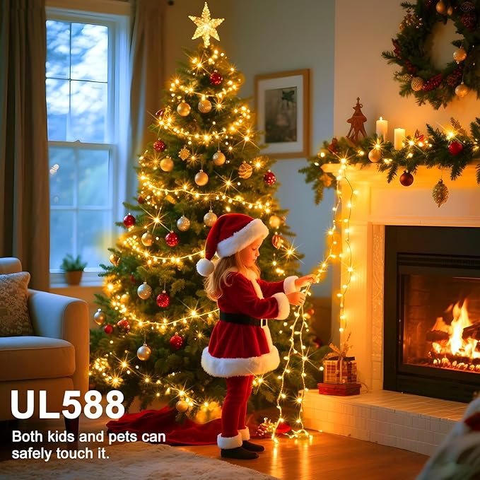 393 FT Christmas Lights 1000 LED Xmas Lights Outdoor Christams String Lights Waterproof 8 Modes & Timer, Fairy Lights Plug in for Weeding, Patio, Party, Holiday,Christmas Decor(Warm White)