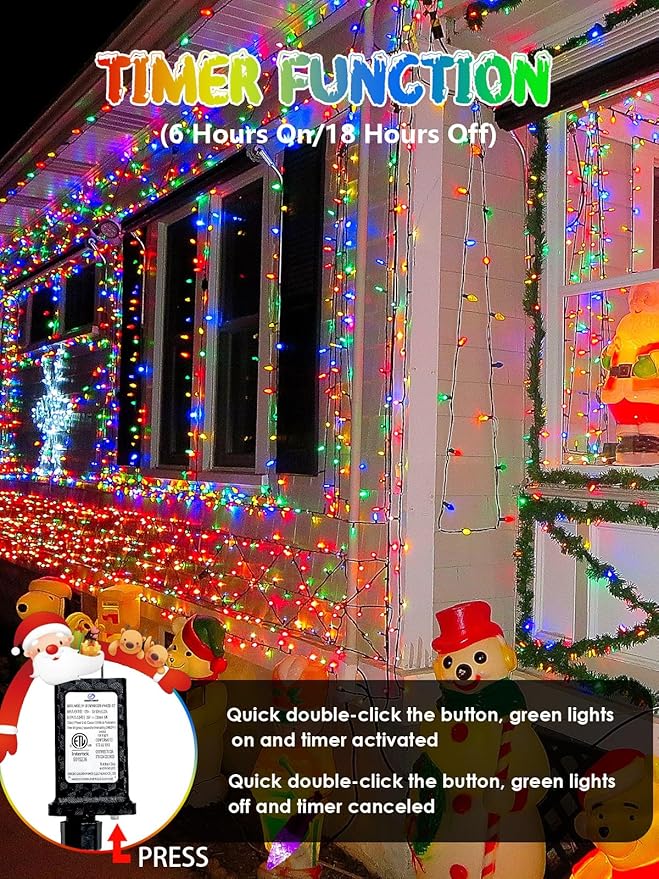 240 LED 78FT C6 Christmas String Lights, Super Long Christmas Lights Outdoor Indoor with 13 Modes & Timer, Waterproof Fairy Twinkle Light Plug in for Tree Garden Party Xmas Decorations (Multicolor)