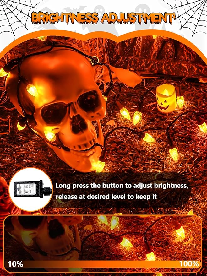 240 LED 78FT C6 Halloween String Lights, Super Long Halloween Lights Outdoor Indoor with 13 Modes & Timer, Waterproof Fairy Twinkle Light Plug in for Tree Yard House Horror Party Decorations (Orange)