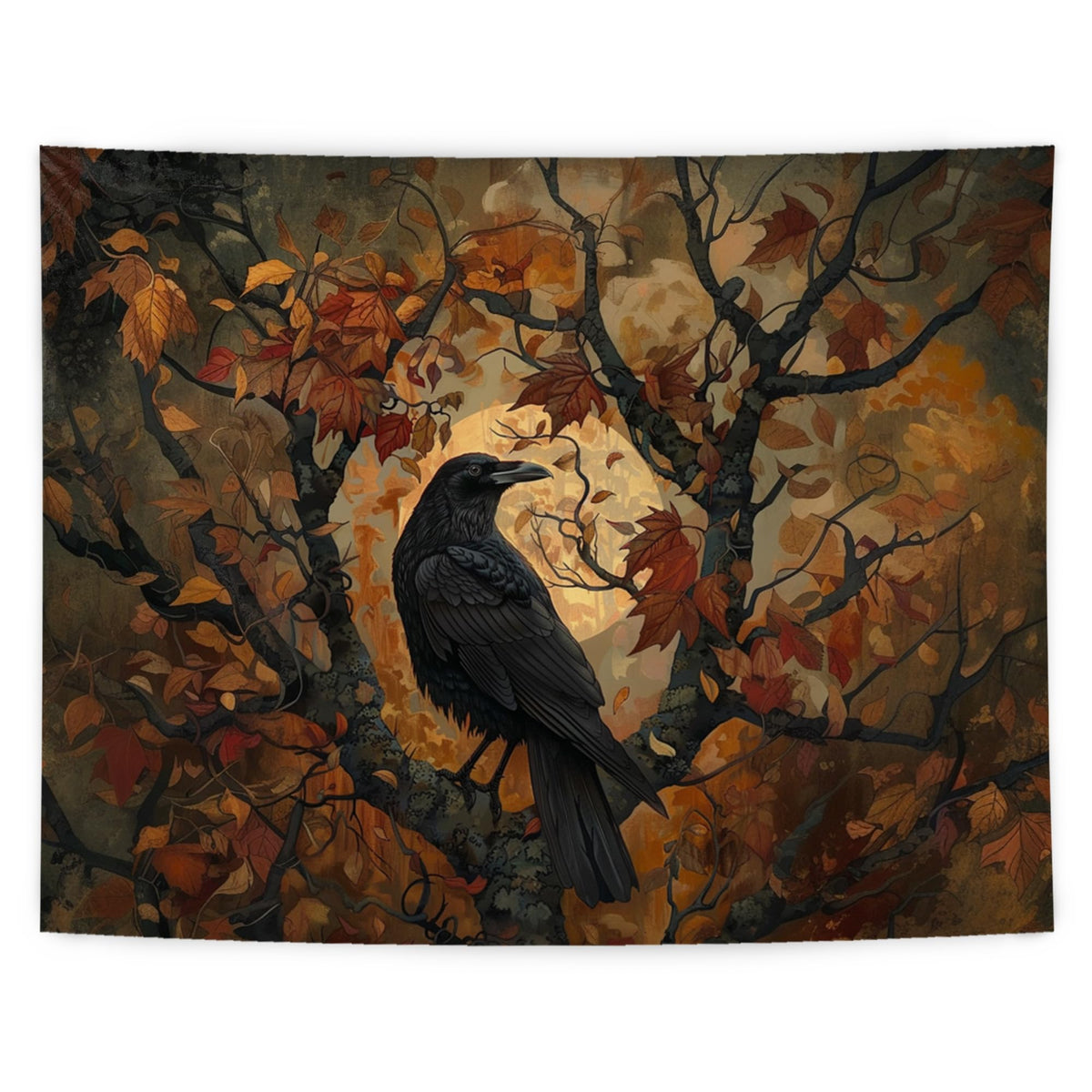 LUVADIAN Halloween Gothic Tapestry, Halloween Black Raven Tapestry Wall Hanging, Dark Academia Halloween Black Crow Wall Art Blanket for Home Bedroom Living Room Office Decor, 50x60 Inch