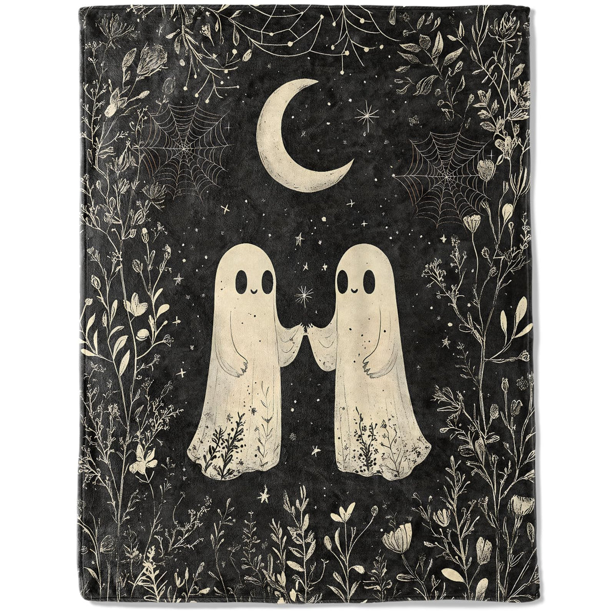 ainori Ghost Flannel Blanket - Lightweight Soft Cozy Gifts Blankets for Halloween Lovers, Kids,Adult,Women,Vintage Spooky Night Moon Art Style Throw,Home Room Modern Whimsical Decor 50x60in
