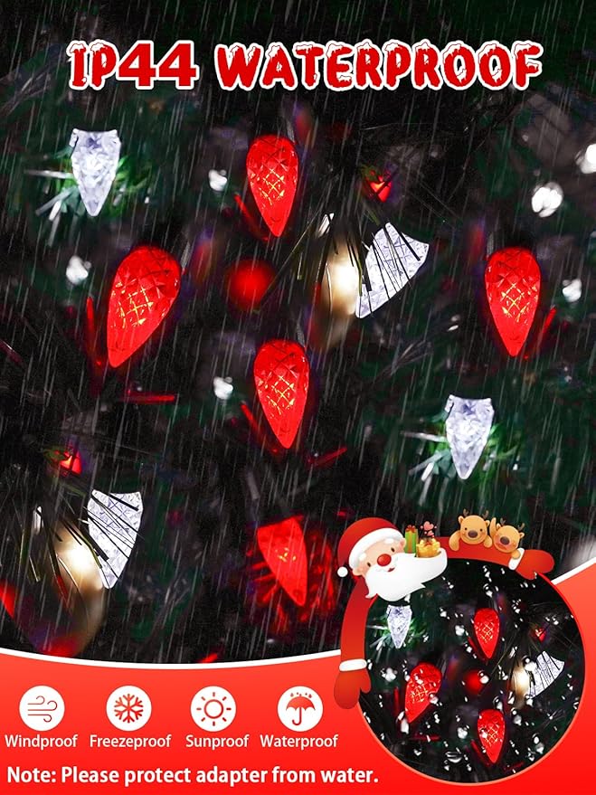 240 LED 78FT C6 Christmas String Lights, Super Long Christmas Lights Outdoor Indoor with 13 Modes & Timer, Waterproof Fairy Twinkle Light Plug in for Tree Garden Party Xmas Decorations (Red & White)