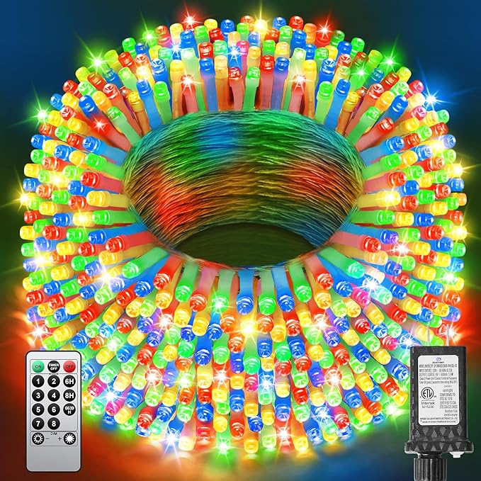 355FT 900 Christmas Lights, Extra Long Outdoor String Lights Waterproof, Timer & Memory, 8 Modes Dimmable Plug in Fairy Lights for Classroom Tree Patry Holiday Indoor Decorations, Multicolor