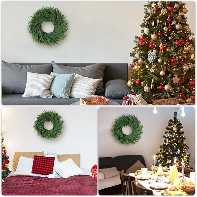 24 inch Norfolk Pine Wreath, Realistic Christmas Wreath for Front Door,Artificial Real Touch Green Wreath Greenery for Door Wall Windows Mantle Outdoor Christmas Decoration