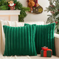 GriNeed Pack of 2 Christmas Green Pillow Covers 18x18 Inch Decorative Faux Fur Emerald Throw Pillow Cover, Soft Lumbar Plush Pillowcases for Couch Sofa Bed Living Room, Fluffy Cute Home Boho Decor