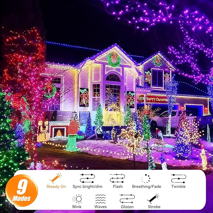 LitHome 164Ft 500 LED Color Changing Christmas String Lights, 35 Colors 9 Modes RGB Christmas Lights with Remote Timer, Dimmable Led String Light Outdoor Plug in, Xmas Tree Light Indoor Party Decor