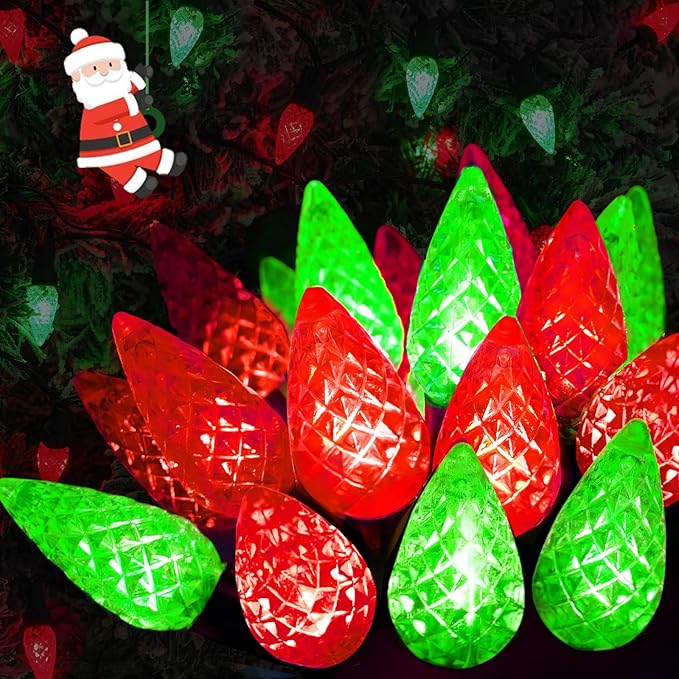 240 LED 78FT C6 Christmas String Lights, Super Long Christmas Lights Outdoor Indoor with 13 Modes & Timer, Waterproof Fairy Twinkle Light Plug in for Tree Garden Party Xmas Decorations (Red & Green)