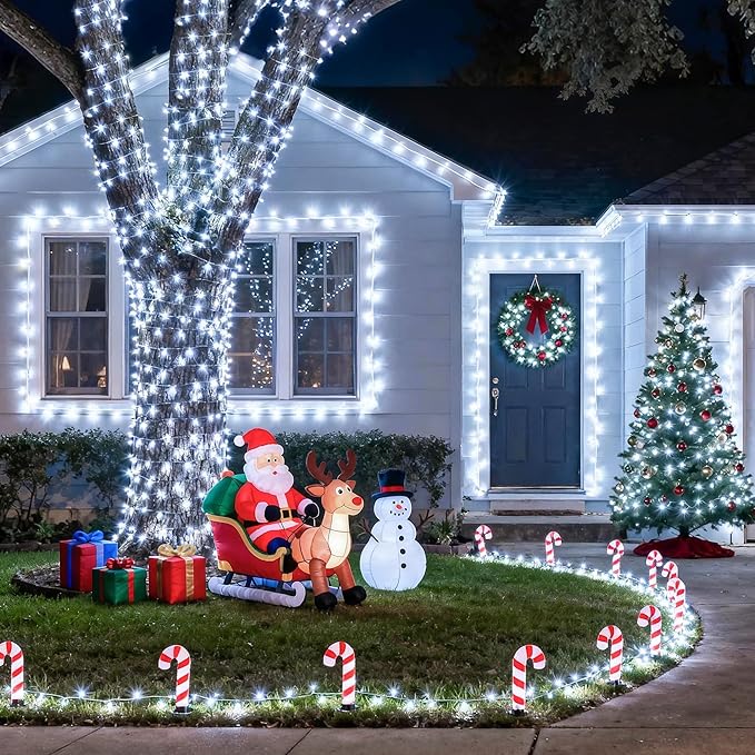 JMEXSUSS 168FT 600 LED White Christmas Lights Outdoor with Remote Indoor Christmas Tree Lights Plug in Cool White Twinkle String Light for Room Holiday Party Xmas Decorations